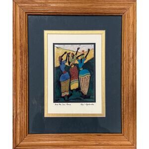 Artist Paul Nzalamba "And the Sun Came" Signed Archival Print Batik Artwork